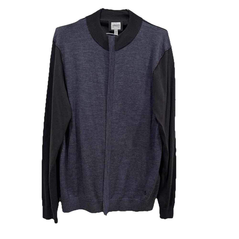 Men’s Armani‎ Collezioni Full zip Sweater Size Medium M Blue 100% WOOL